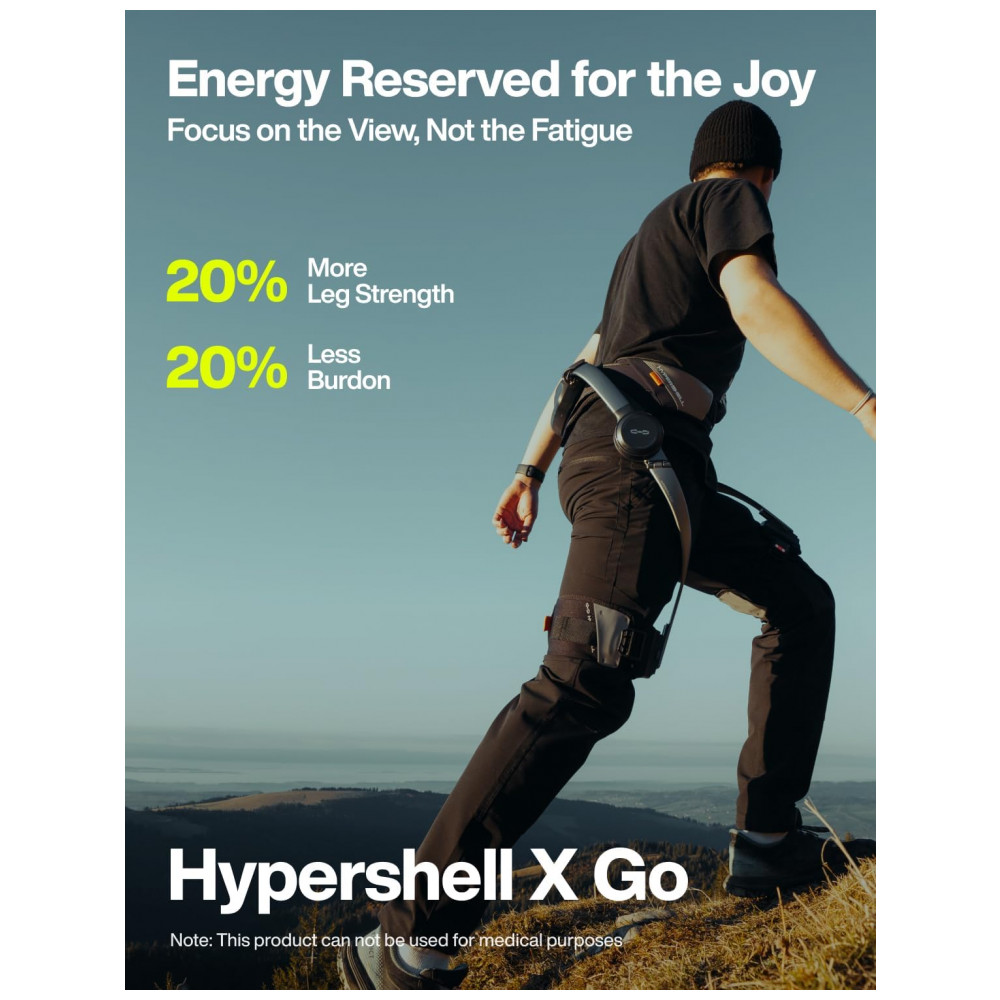 Exoesqueleto Hypershell X Go 400W 15 km por Carga 6 Modos IA Proteção IP54 Fibra de Carbono